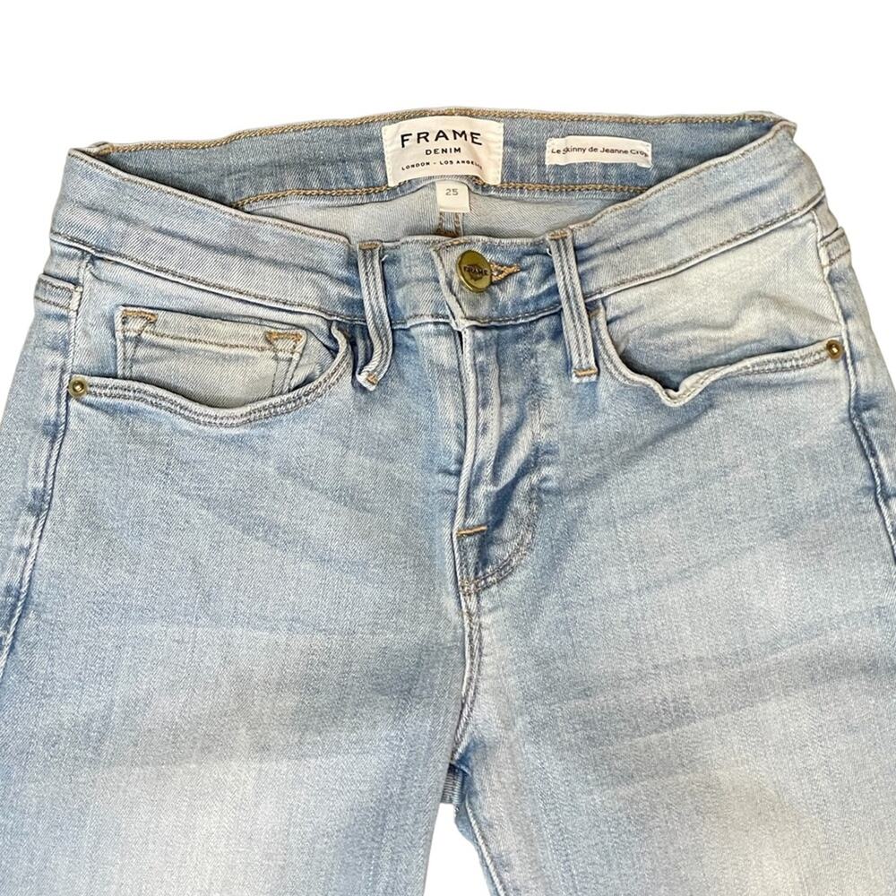 Frame Le Skinny De Jeanne Crop Low Rise Skinny Light Wash Denim Jeans Size 25 - Picture 5 of 9